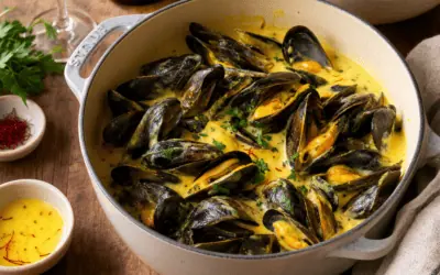Moules à la crème et safran